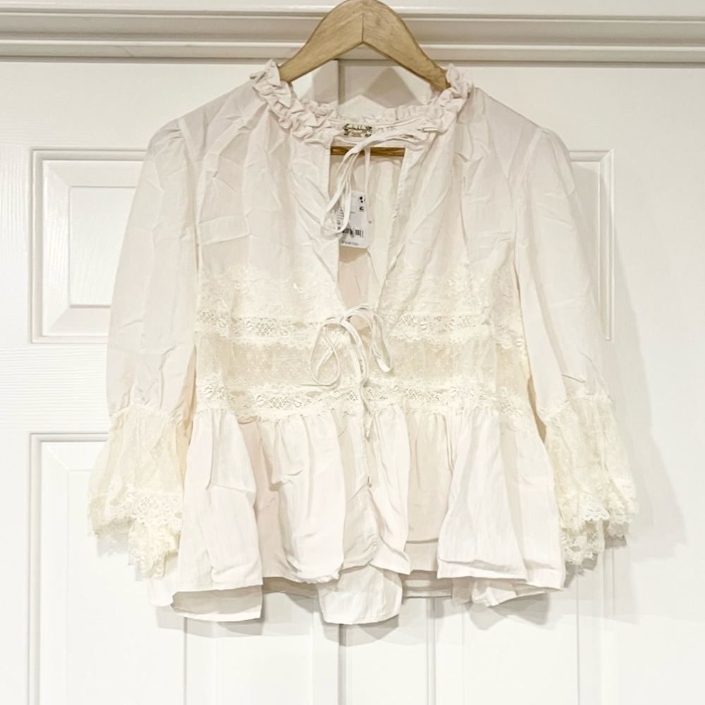 Free People | Forever Young Peplum Lace Blouse - Picture 5 of 7